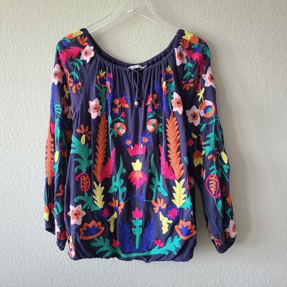 Soft Surroundings Tops - Soft Surroundings Embroidered Peasant Boho Banjara Top Shirt Size XL Beads